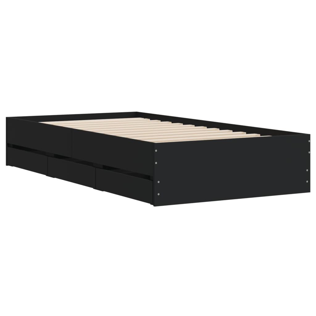 Estrutura cama c/ gavetas 75x190 cm derivados de madeira preto