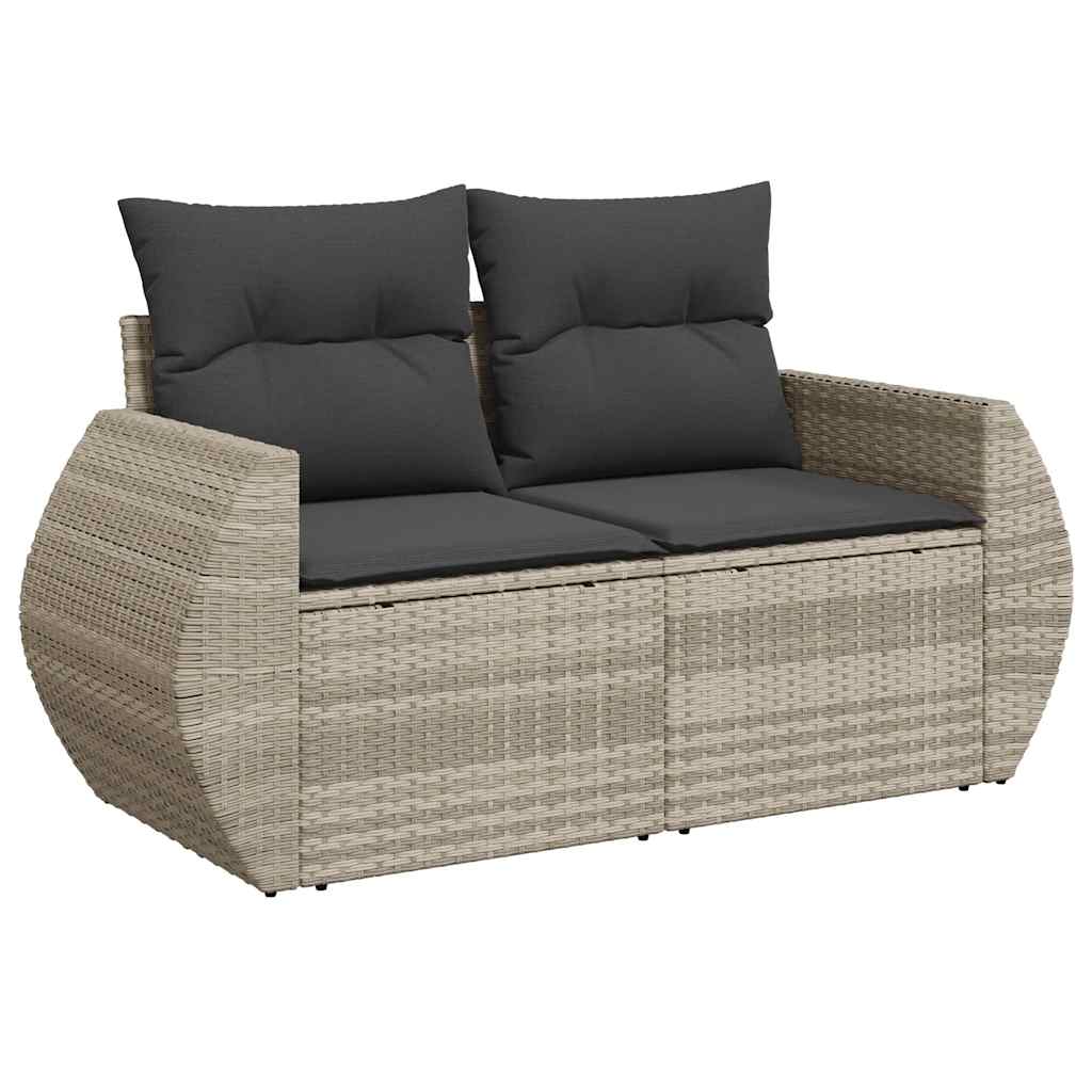 6 Pcs conj. sofás jardim com almofadões vime PE cinzento-claro