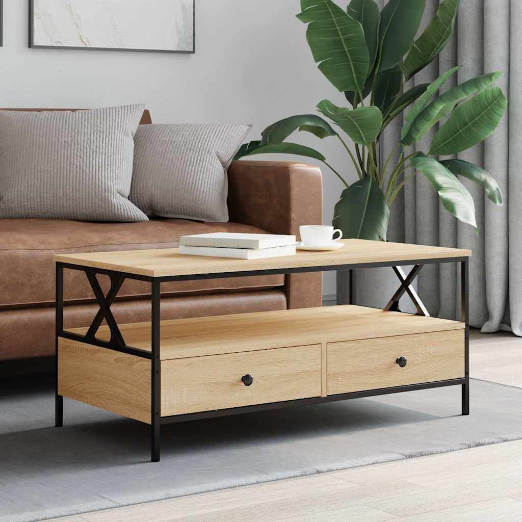 Mesa de centro 100x51x45 cm derivados madeira carvalho sonoma