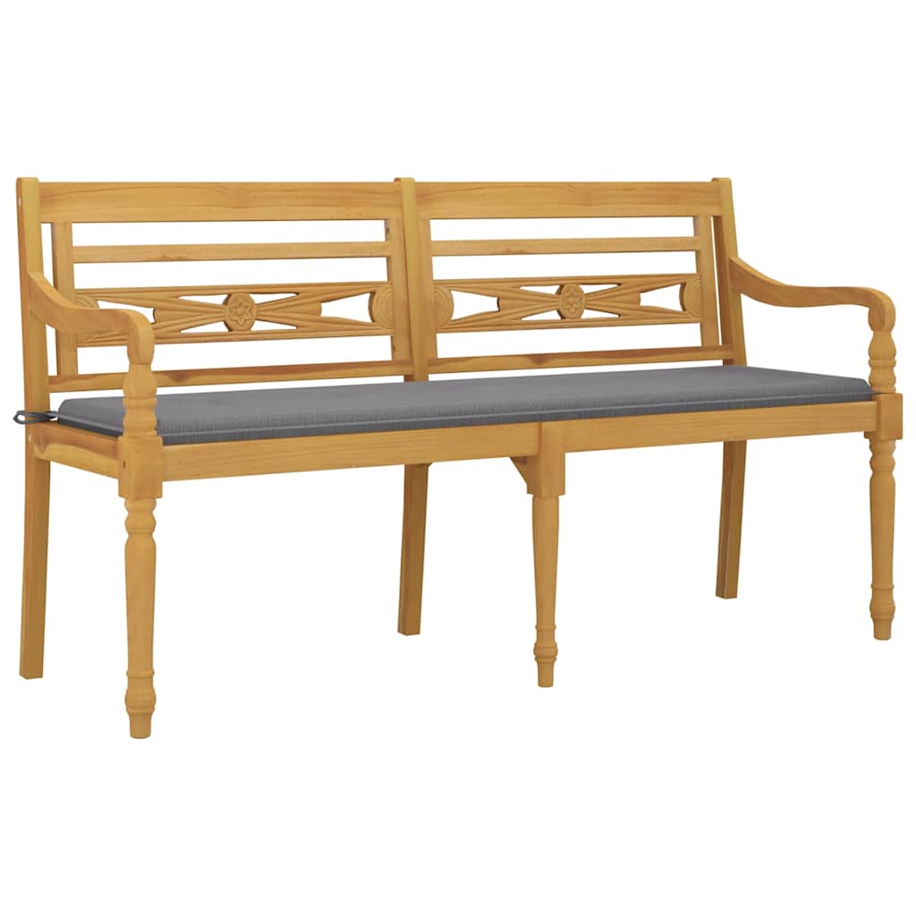 Banco batávia c/ almofadão cinza 150 cm madeira de teca maciça