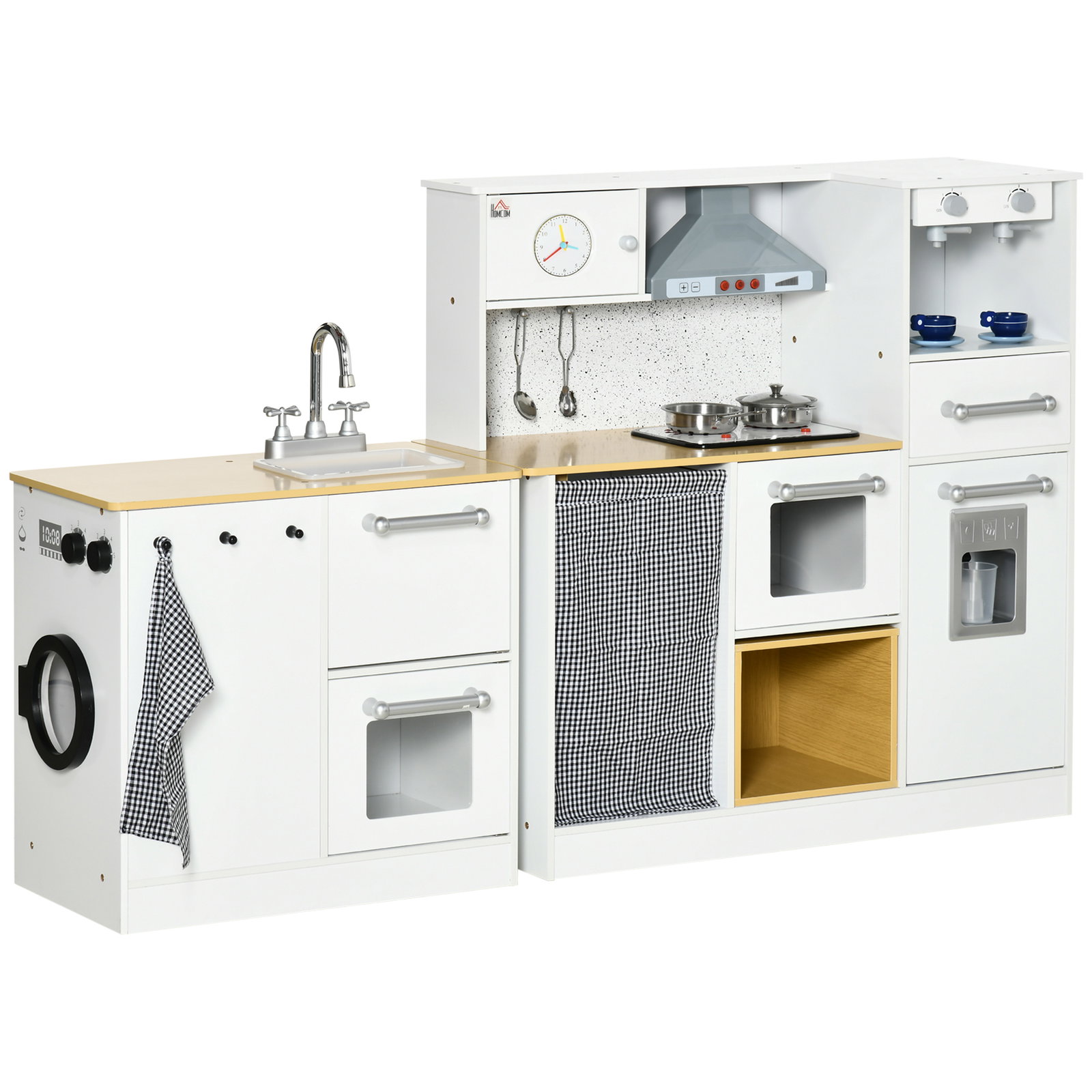 Cozinha infantil de madeira cozinha para crianças acima de 3 anos com luz sons máquina de café frigorífico lavatório branca