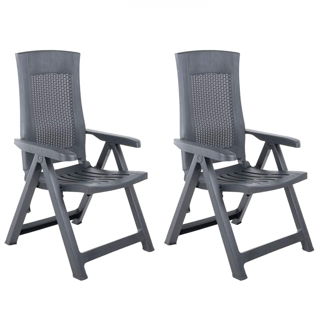 Cadeiras de jardim reclináveis 2 pcs plástico antracite