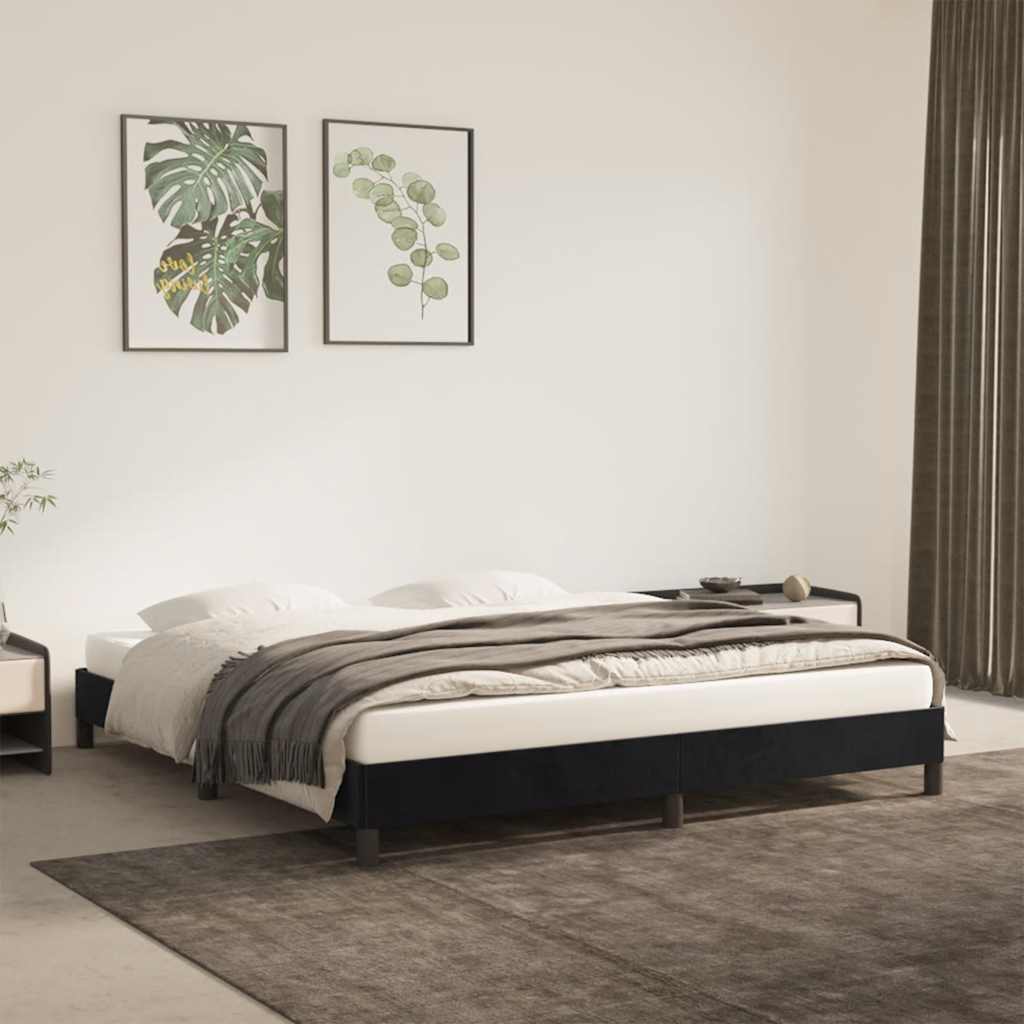 Estrutura de cama sem colchão 160x200 cm veludo preto