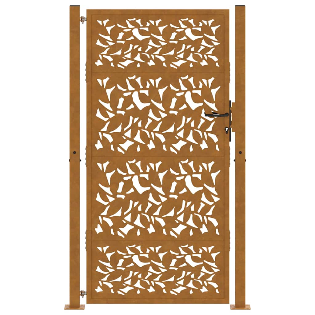 Portão de jardim 100x175 cm com design de folha de aço resistente às intempéries