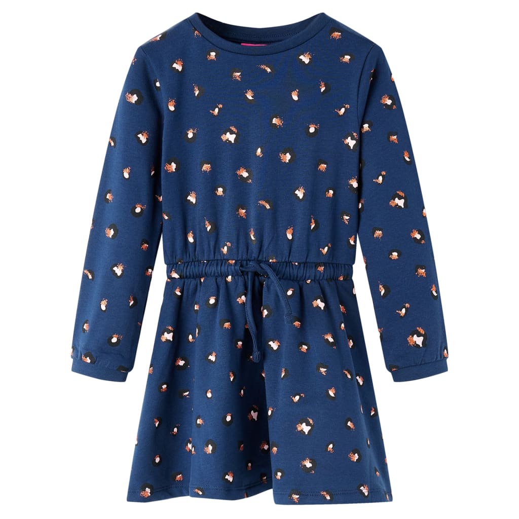 Vestido de manga comprida para criança azul-escuro 116