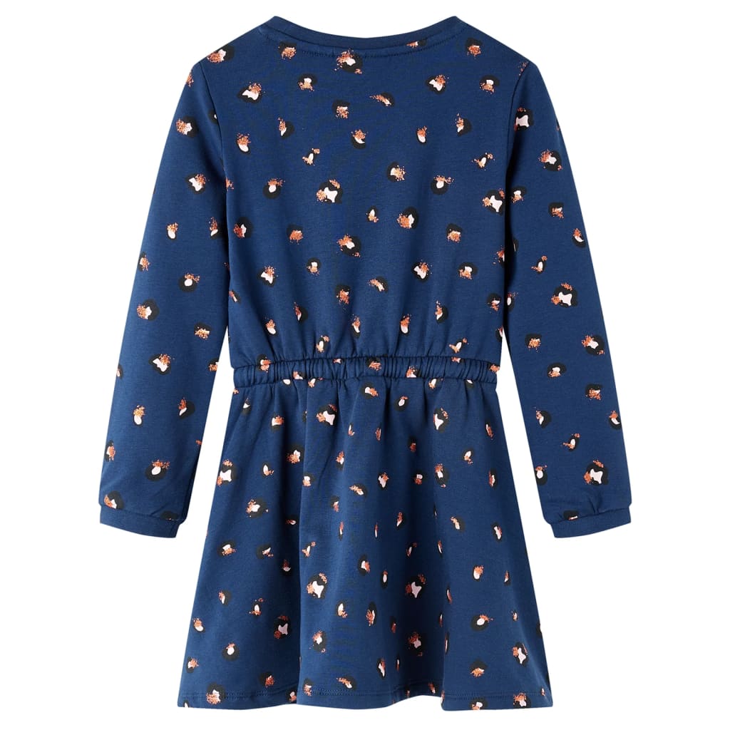 Vestido de manga comprida para criança azul-escuro 116
