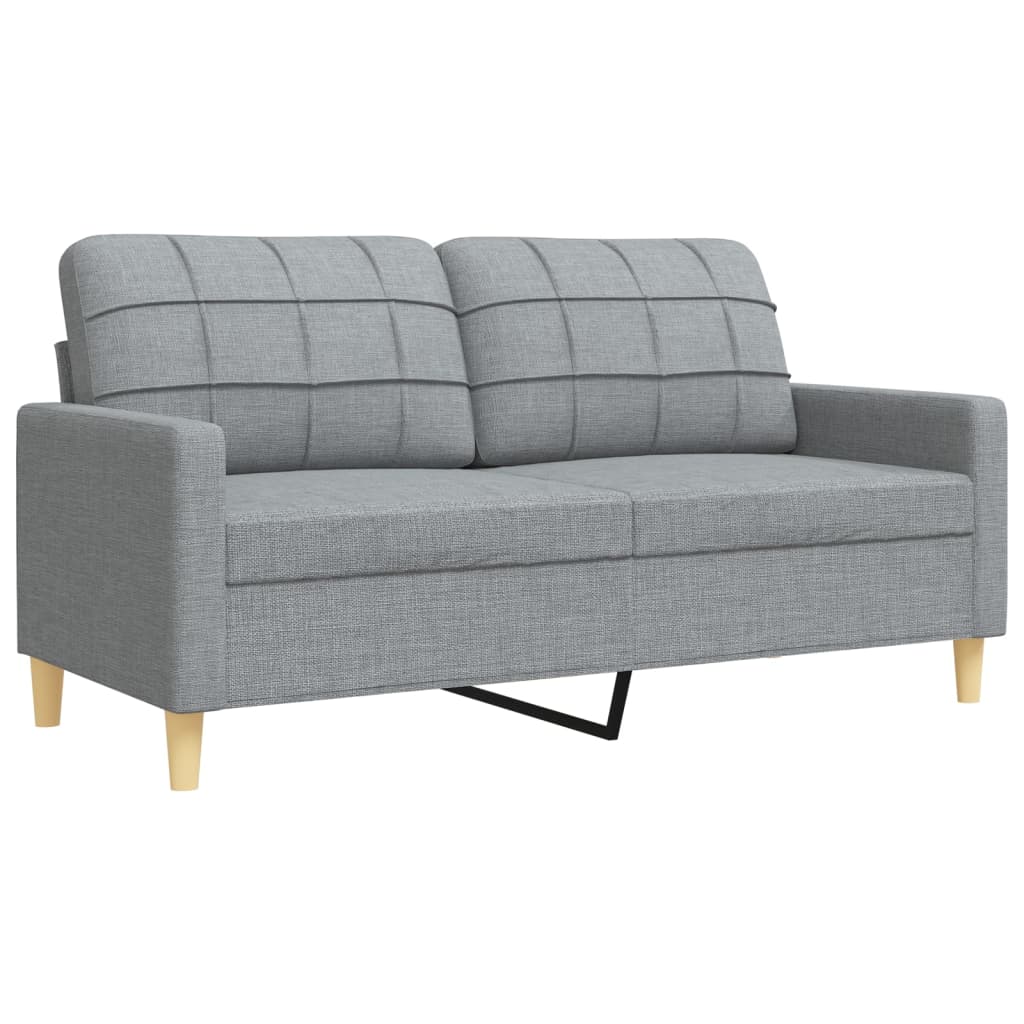 3Pcs conjunto sofás c/ almofadões/apoio pés tecido cinza-claro