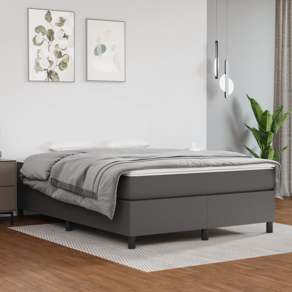 Estrutura de cama com molas 140x190 cm couro artificial cinzento