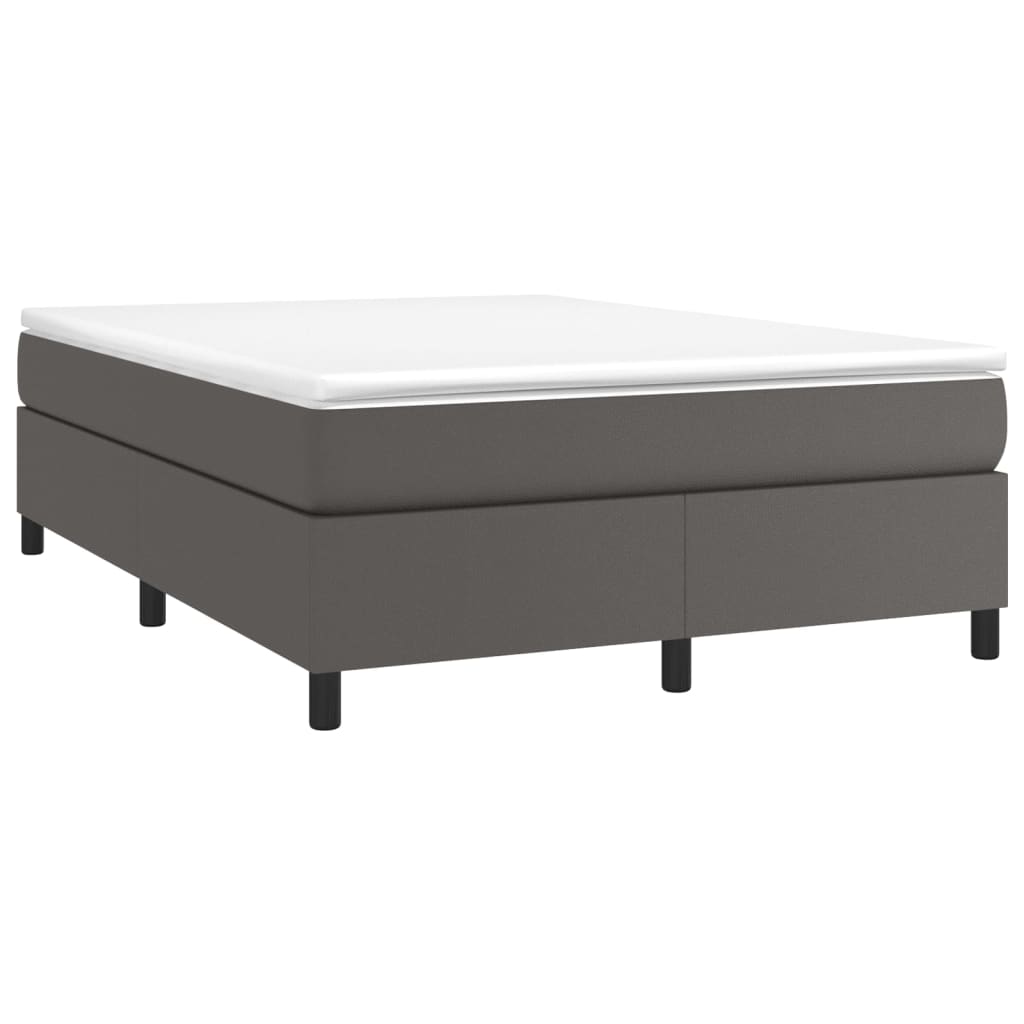 Estrutura de cama com molas 140x190 cm couro artificial cinzento