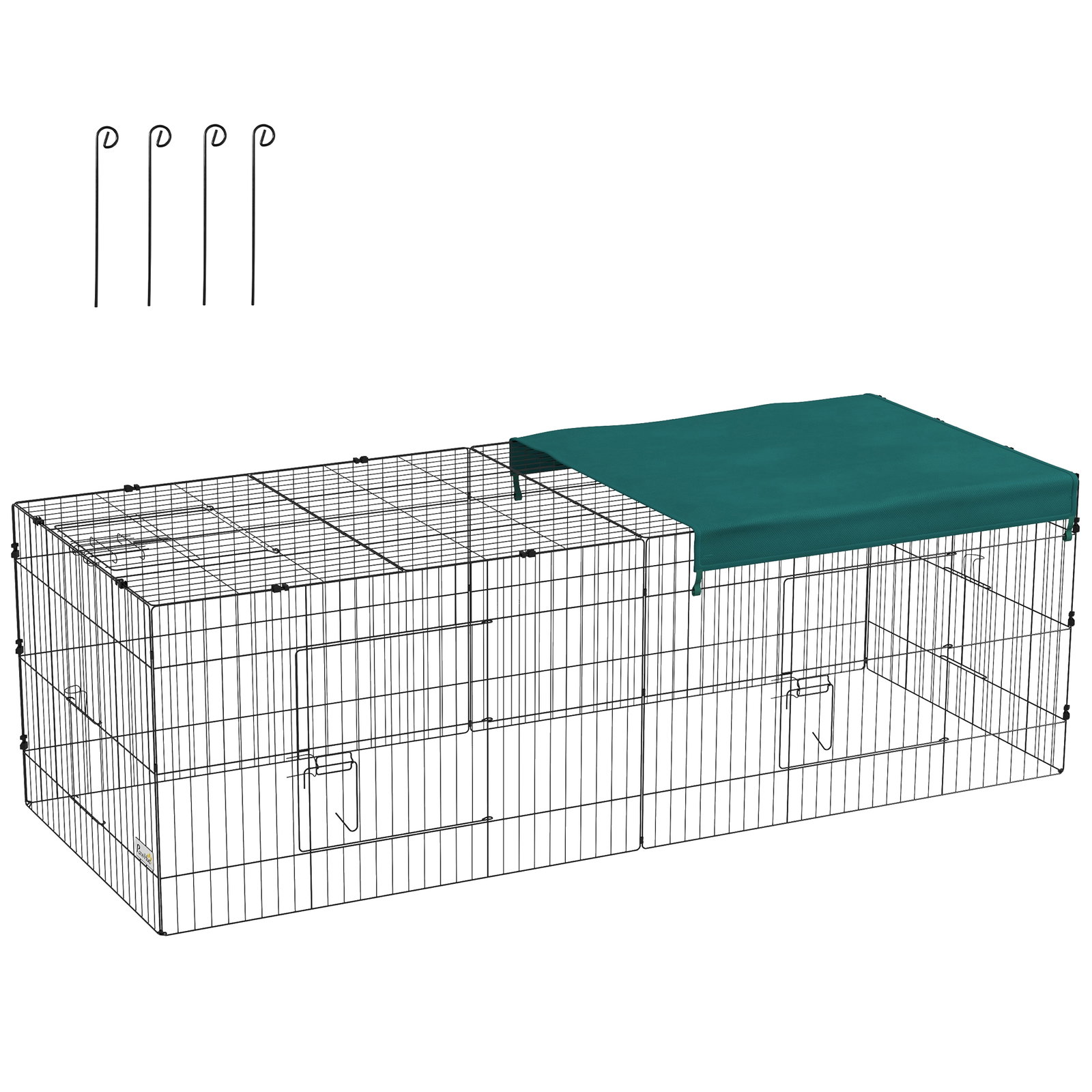 Gaiola para animais pequenos gaiola para roedores de aço com porta e toldo para coelhos chinchilas galinhas 220x85x70 cm verde