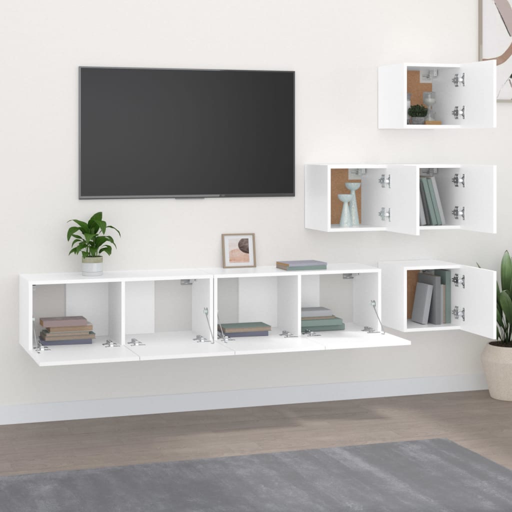 Móvel p/ TV de montagem na parede madeira processada branco