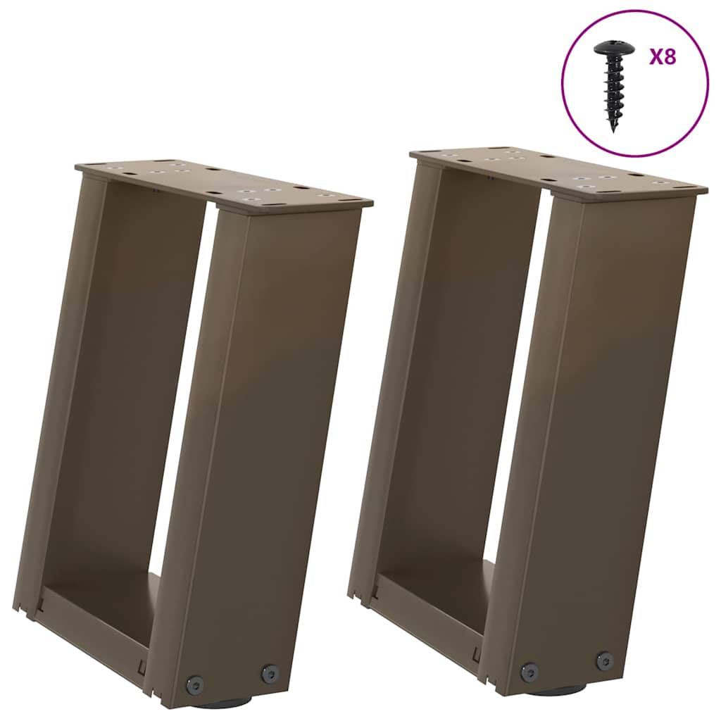 Pés para mesa de centro em formato de u, 2 peças, aço natural, 30x(30-31) cm, aço