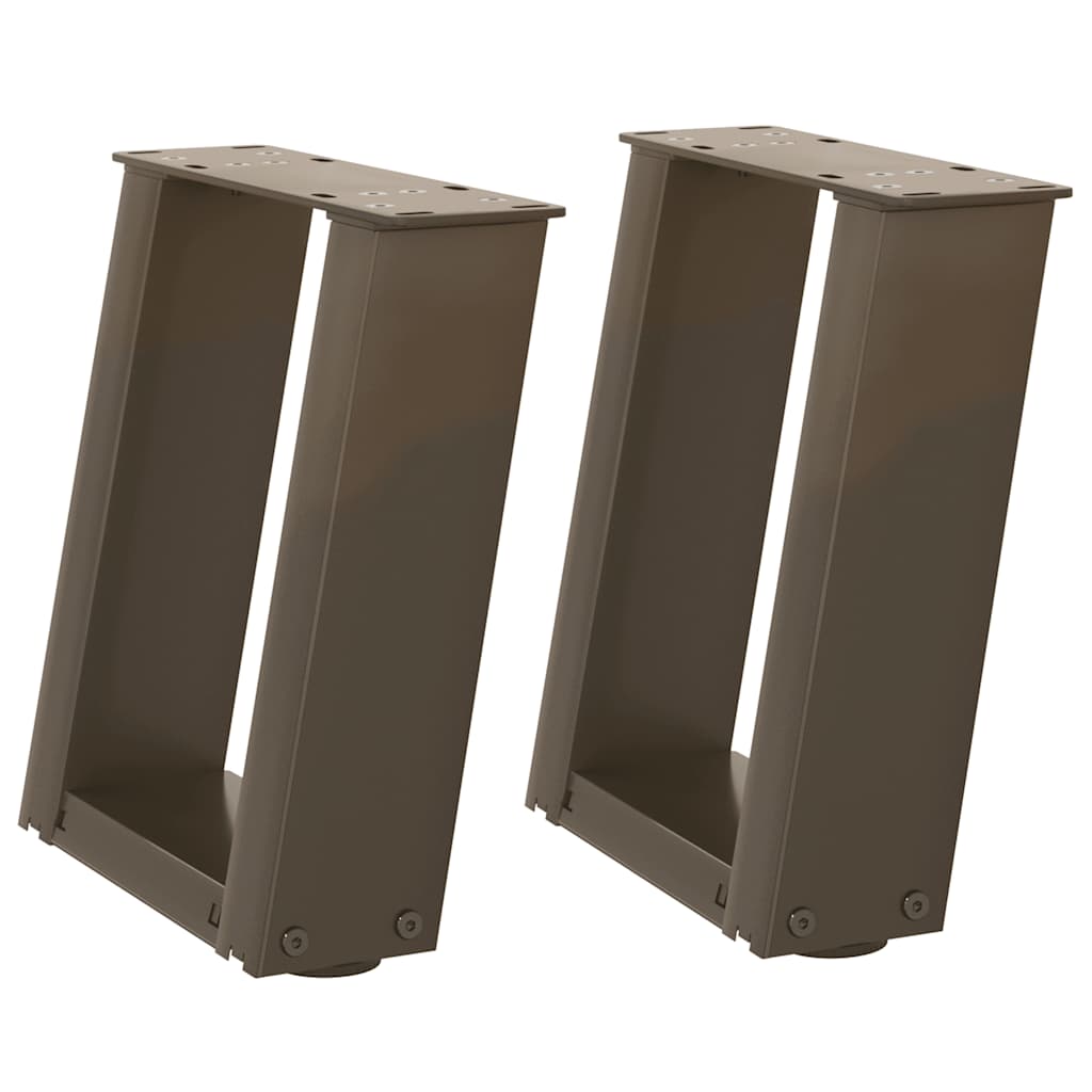 Pés para mesa de centro em formato de u, 2 peças, aço natural, 30x(30-31) cm, aço