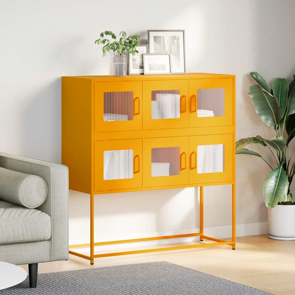 Aparador 100,5x39x107 cm aço laminado a frio amarelo mostarda