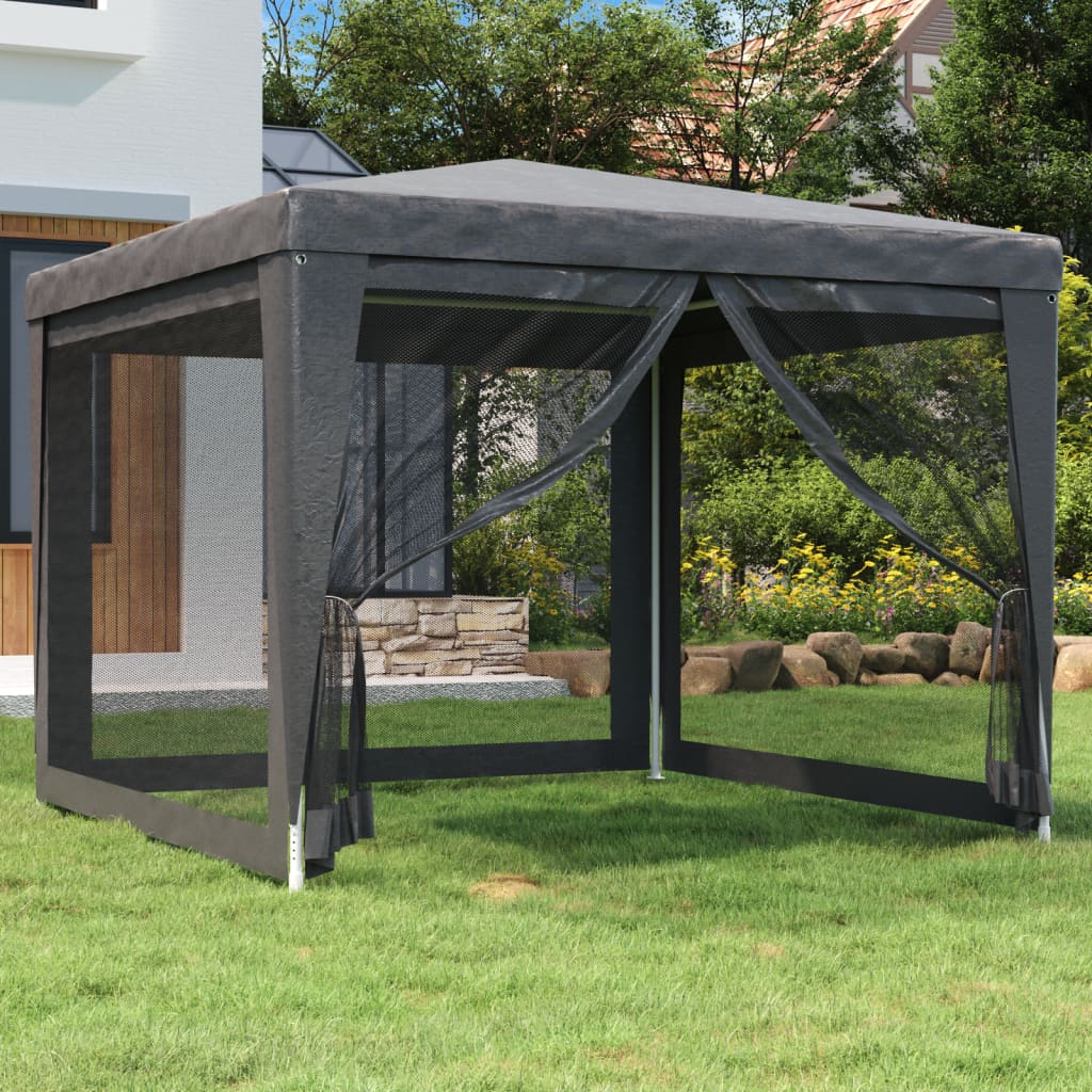 Tenda festas c/ 4 paredes laterais em rede 3x3 m pead antracite