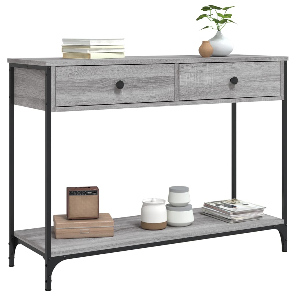 Mesa consola 100x34,5x75cm derivados de madeira cinzento sonoma