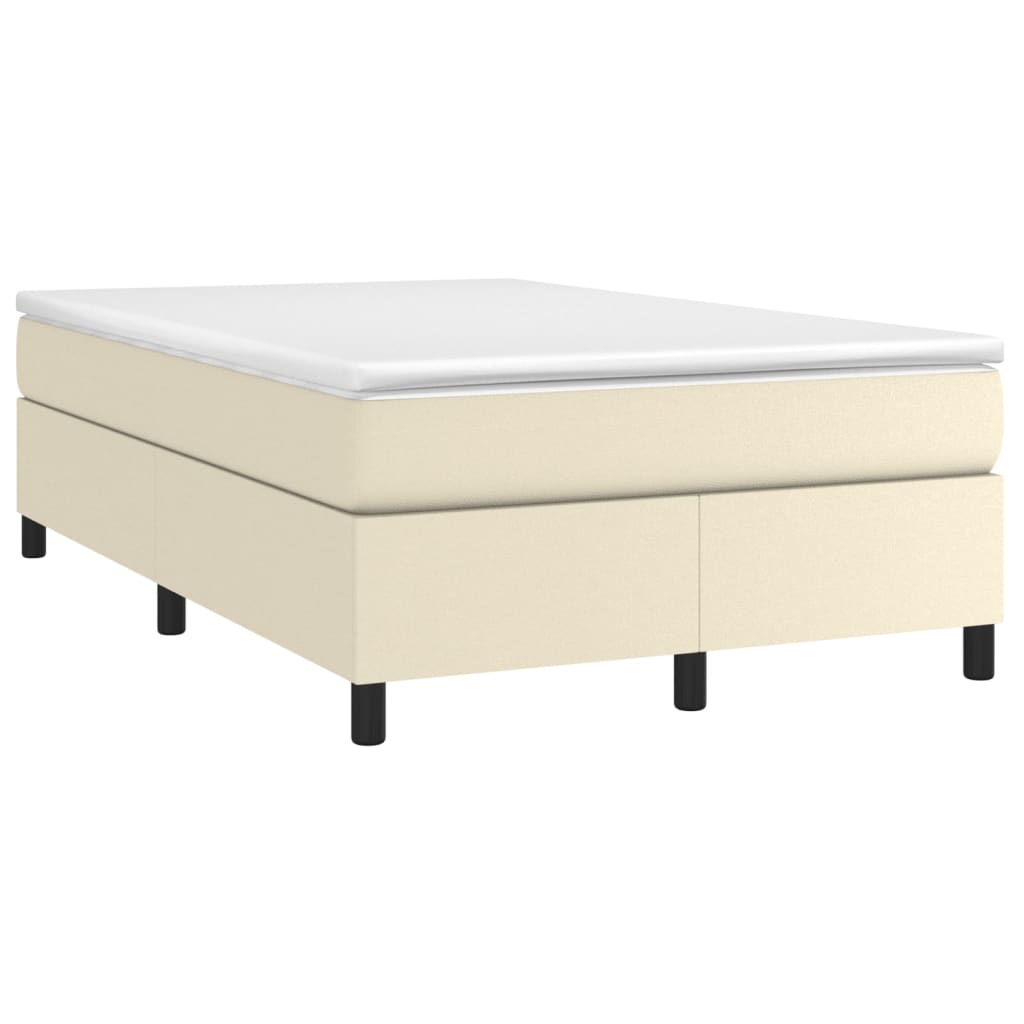 Cama com molas/colchão 120x200 cm couro artificial cor creme