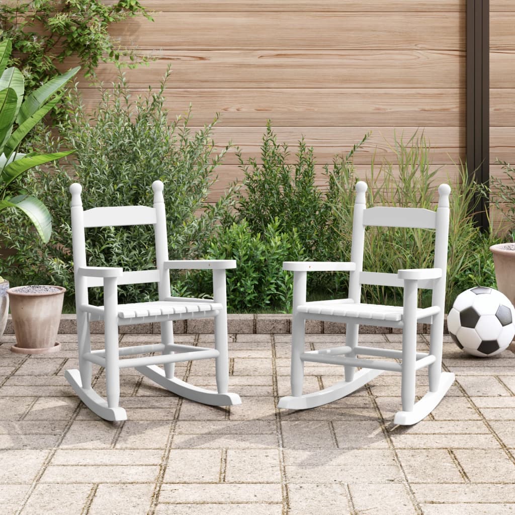 Cadeiras de baloiço infantis 2 pcs álamo maciço branco