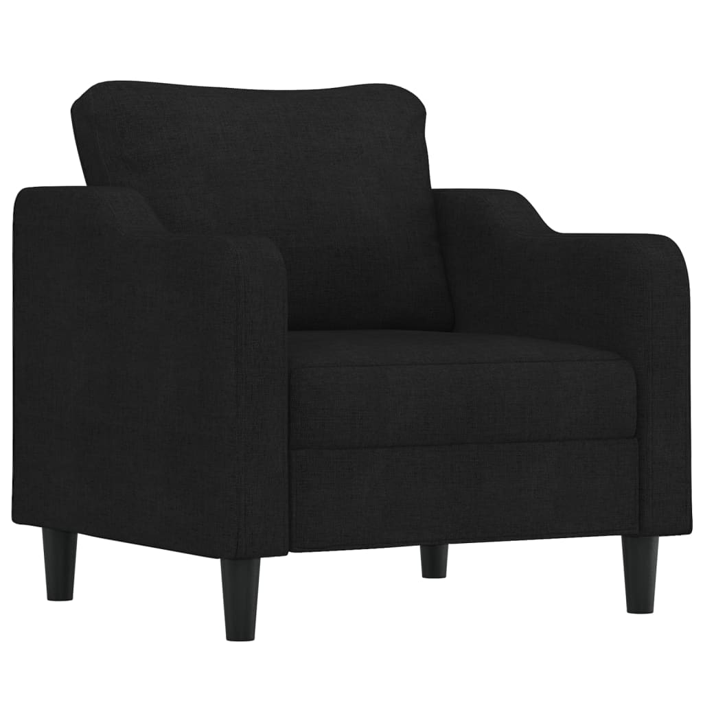 3 Pcs conjunto de sofás com almofadas tecido preto