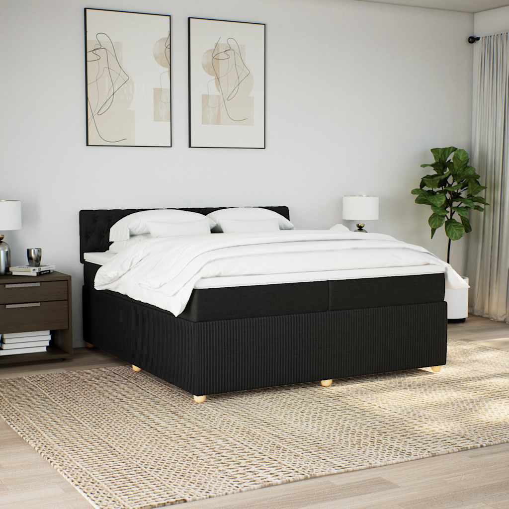 Cama com molas/colchão 200x200 cm tecido preto