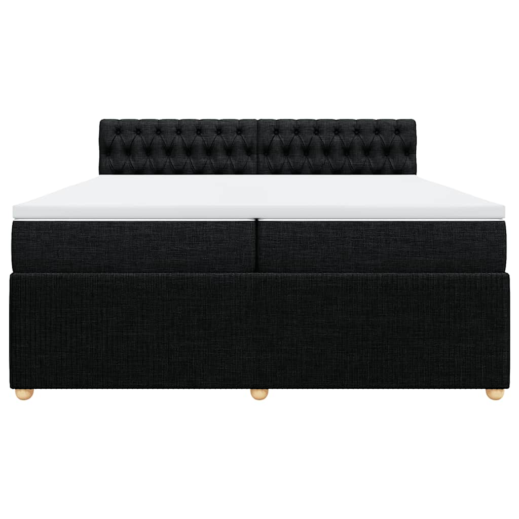 Cama com molas/colchão 200x200 cm tecido preto