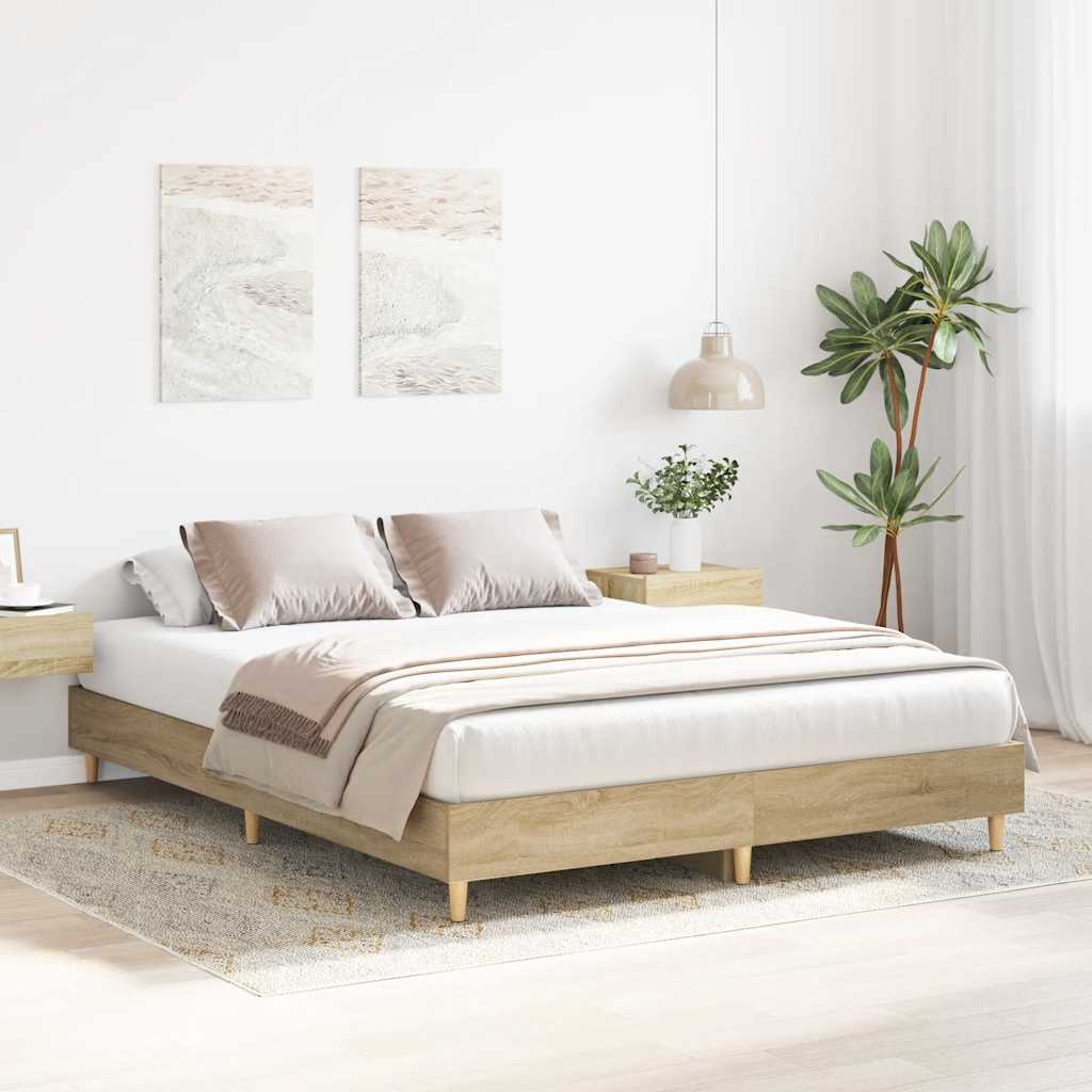 Estrutura cama sem colchão 150x200 cm carvalho sonoma
