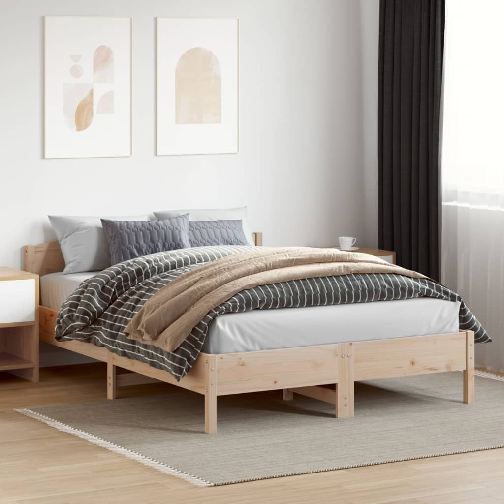 Cama sem colchão 140x200 cm madeira de pinho maciça