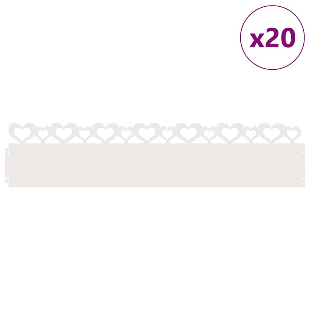 Delimitadores de relvado 20 unid. 103 x 0,05 x 22 cm aço branco