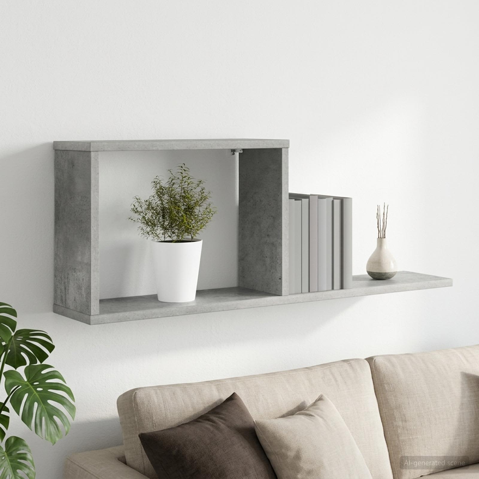 Prateleiras flutuantes cinzento cimento 80 x 15 x 30 cm