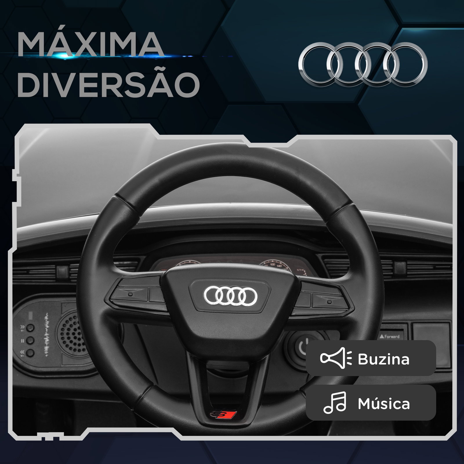 Carro elétrico para crianças carro audi q8 etron sportback infantil 12v faróis buzina e música 98x49,5x43 cm cinza