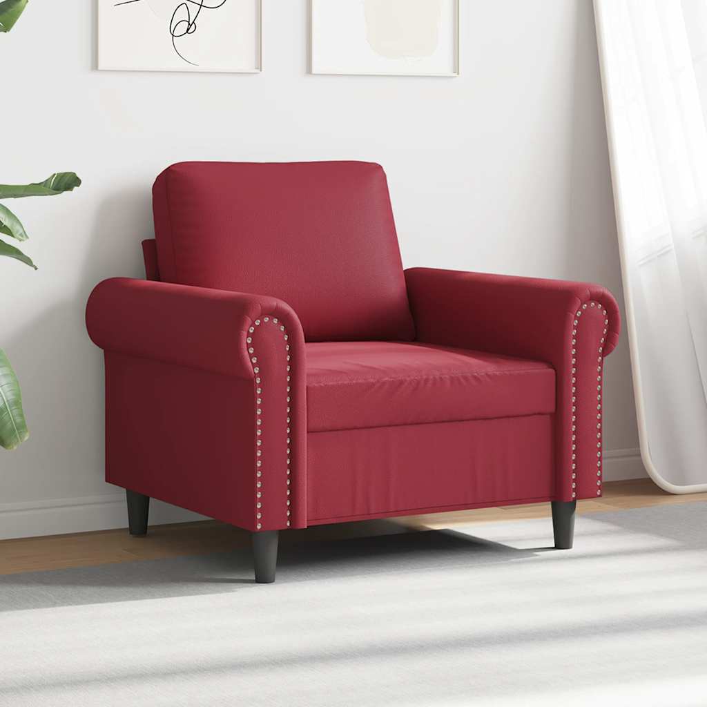 Poltrona 60 cm couro artificial vermelho tinto