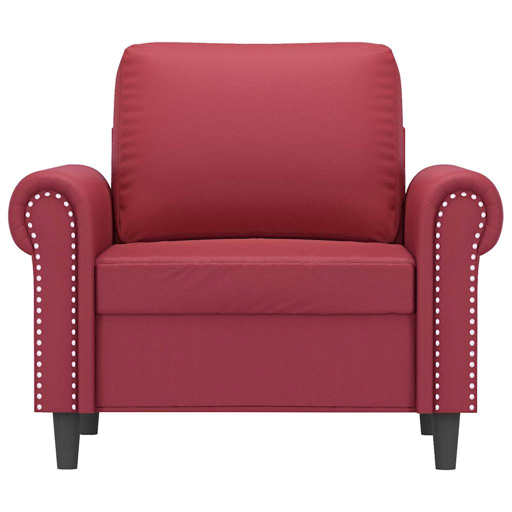 Poltrona 60 cm couro artificial vermelho tinto