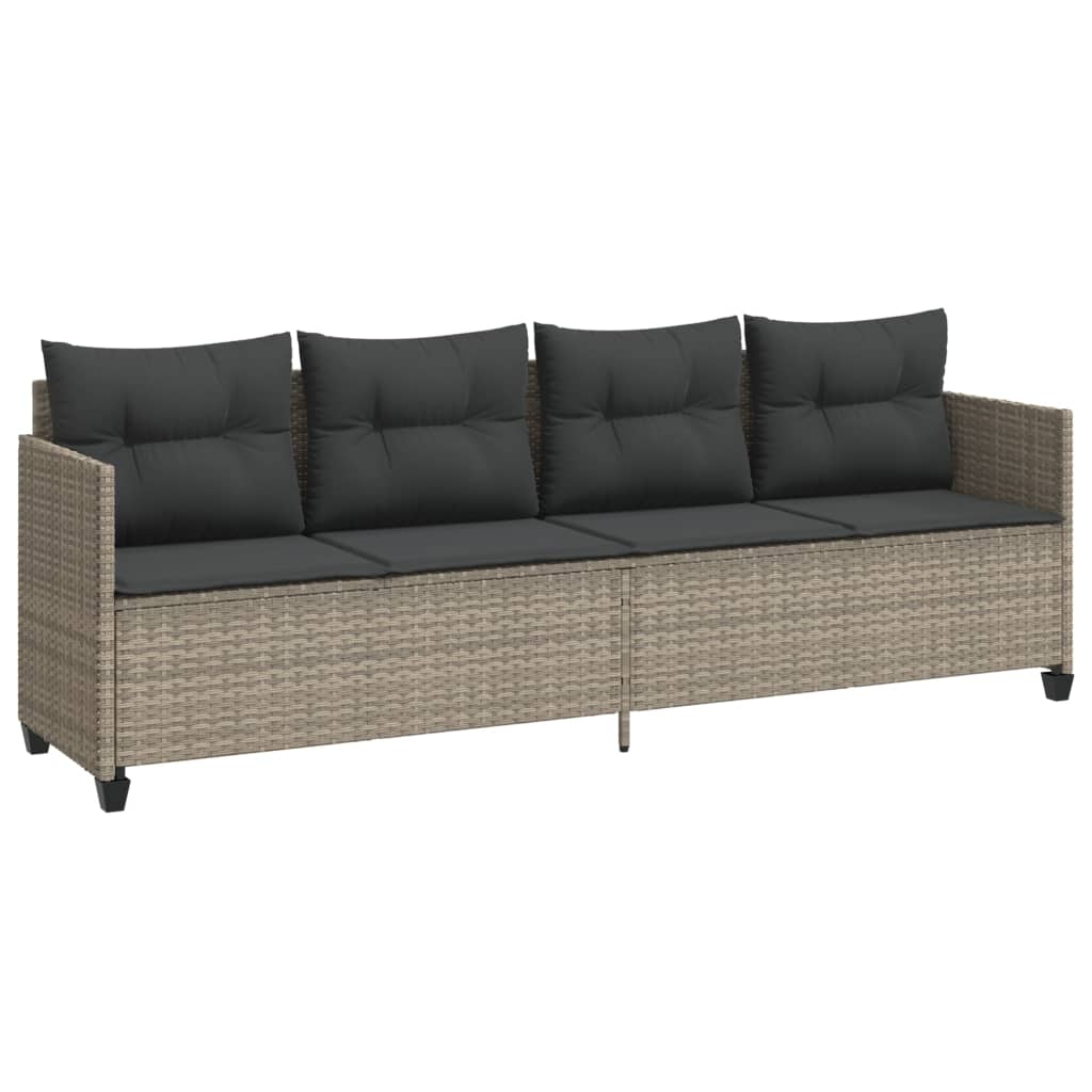 5 Pcs conj. sofás jardim c/ almofadões vime PE cinzento-claro