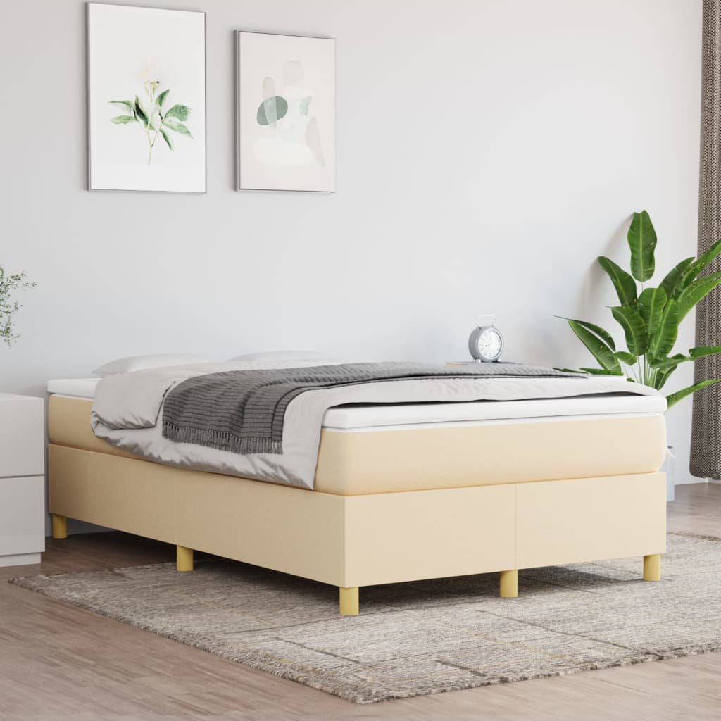 Estrutura de cama com molas 120x200 cm tecido cor creme
