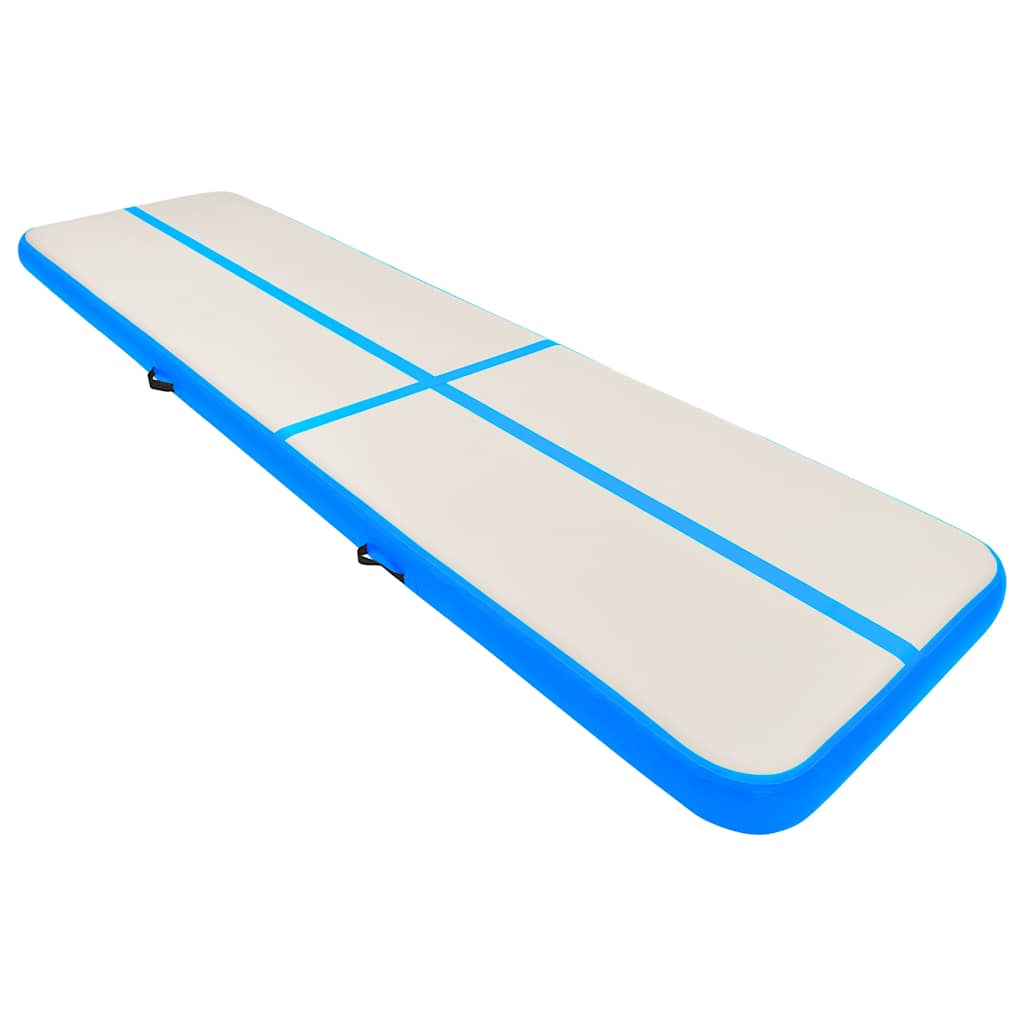 Colchão de ginástica insuflável c/ bomba 600x100x20 cm PVC azul