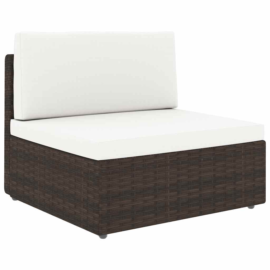 4 Pcs conjunto lounge para jardim vime PE castanho