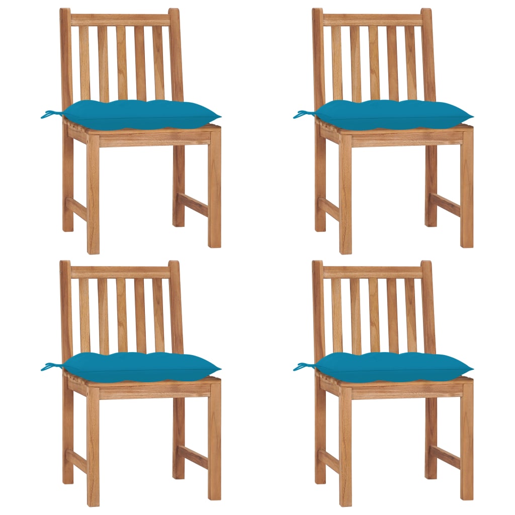 Cadeiras de jardim c/ almofadões 4 pcs madeira de teca maciça
