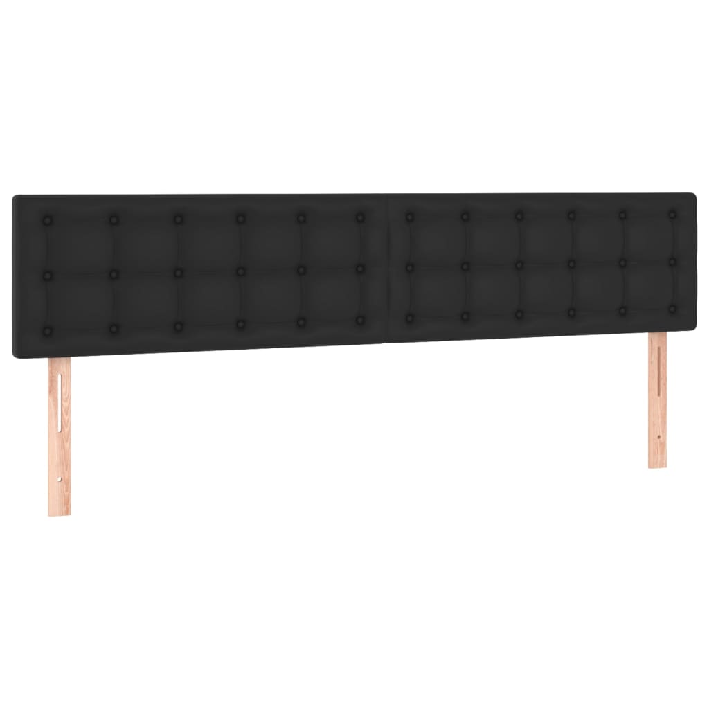 Cabeceira de cama c/ LED couro artificial 200x5x78/88 cm preto