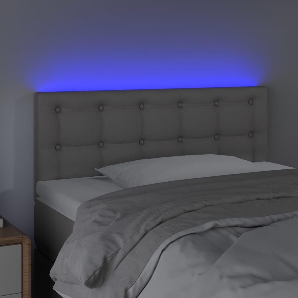 Cabeceira de cama c/ LED 90x5x78/88cm couro artificial cinzento