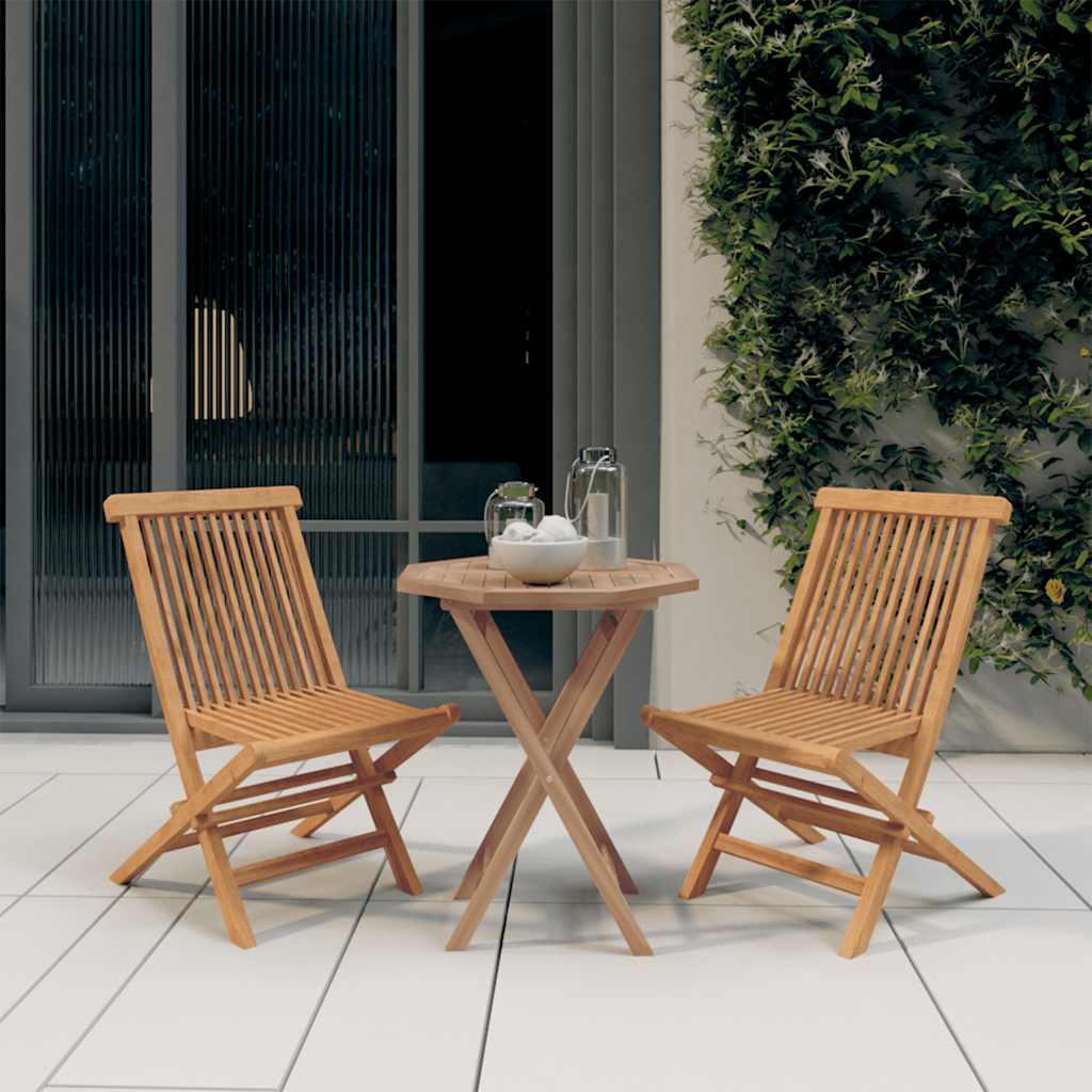 3 Pcs conjunto de jantar para jardim madeira de teca maciça