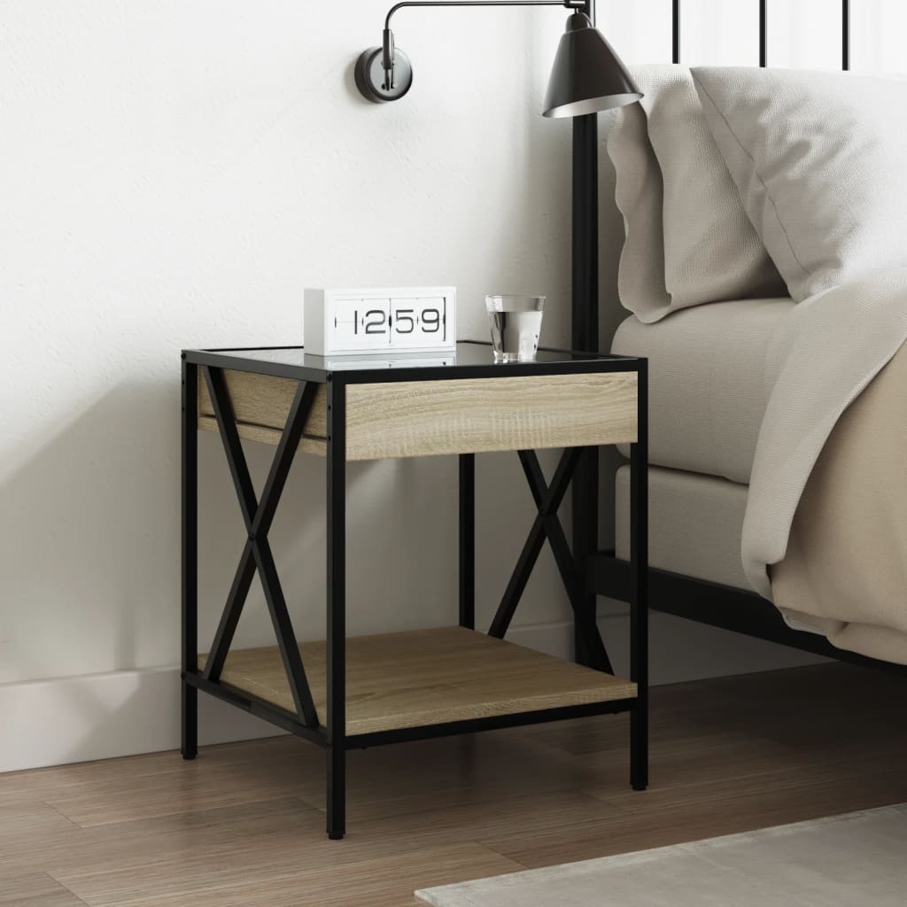 Mesa de cabeceira c/ LED infinity 40x40x49 cm carvalho sonoma