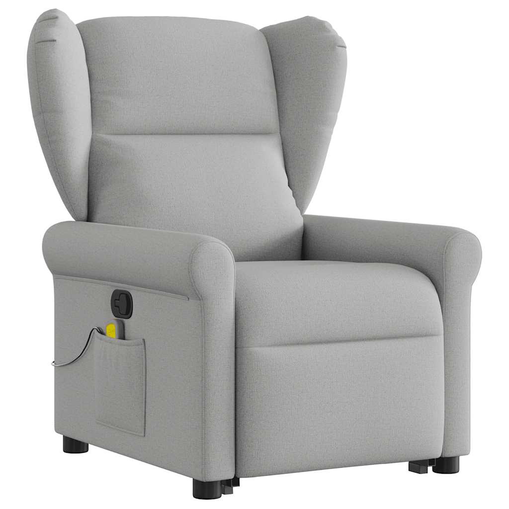 Poltrona elevatória de massagens tecido cinzento-nublado