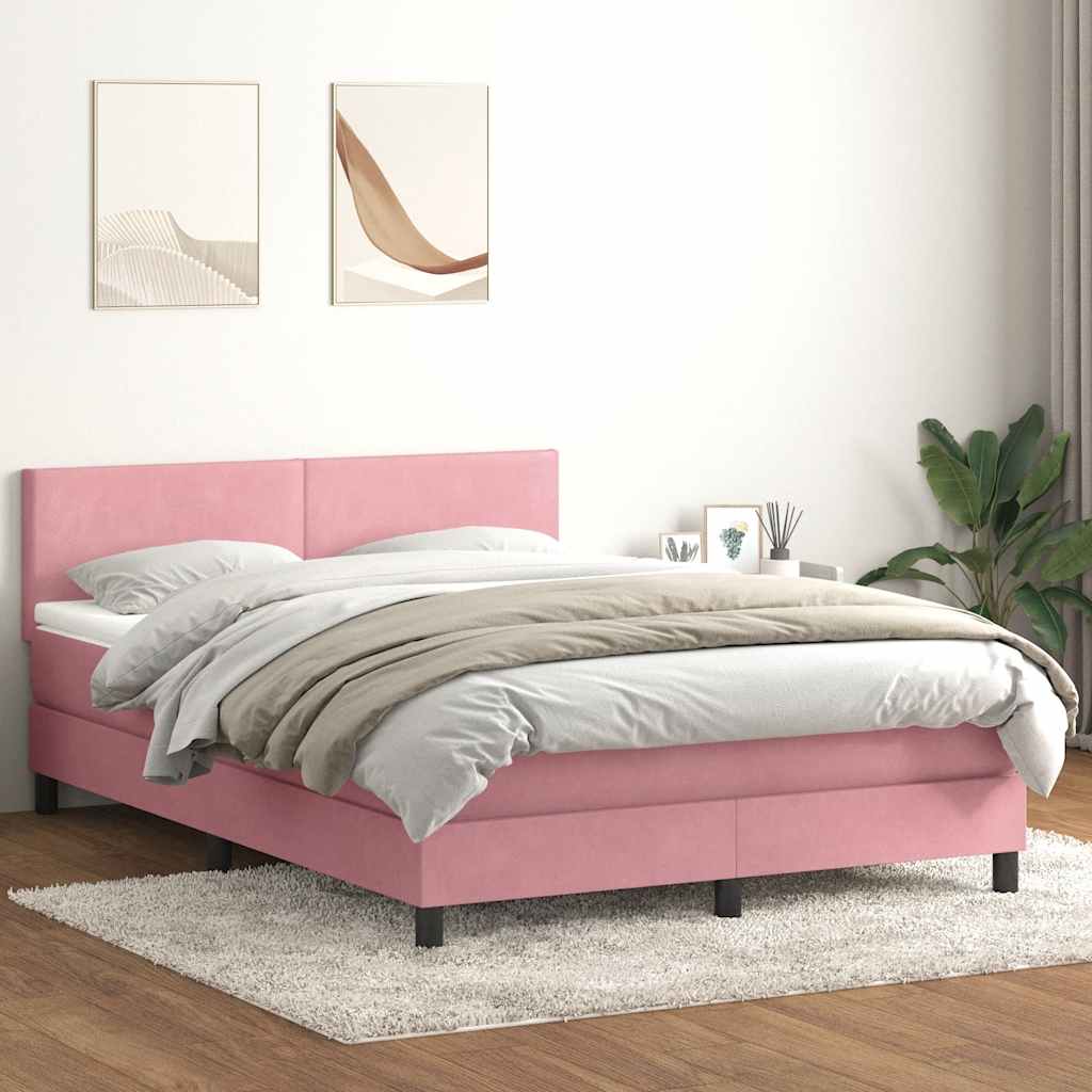 Cama com molas/colchão 140x220 cm veludo rosa