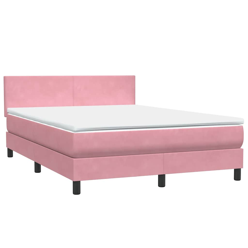 Cama com molas/colchão 140x220 cm veludo rosa