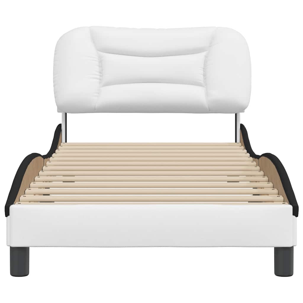 Estrutura de cama sem colchão hvar couro artificial branco e preto