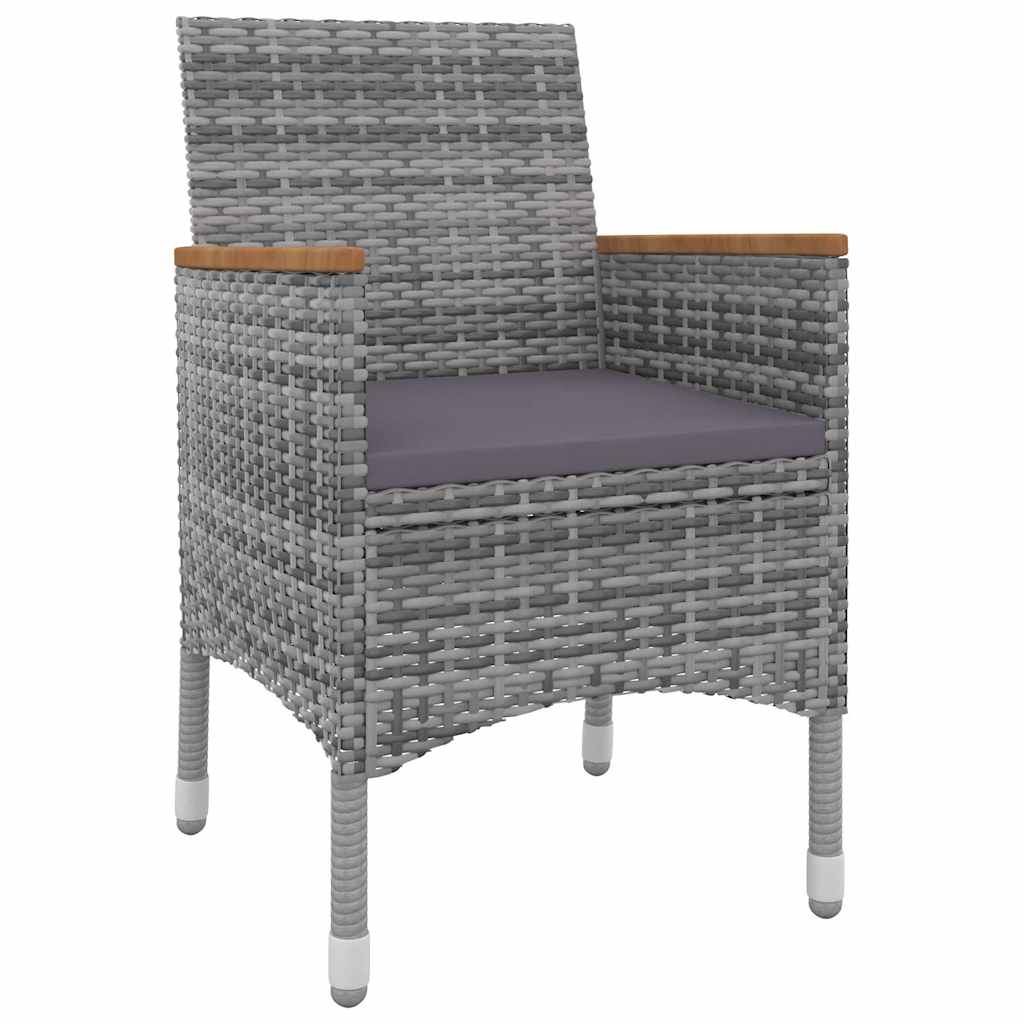 5 Pcs conjunto de jantar p/ jardim c/ almofadões vime PE/vidro