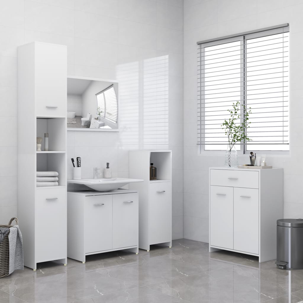 4 Pcs conjunto de móveis de casa de banho branco