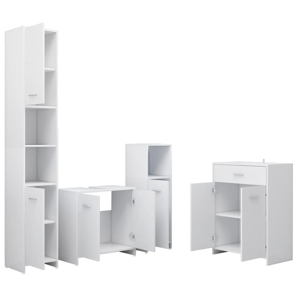 4 Pcs conjunto de móveis de casa de banho branco