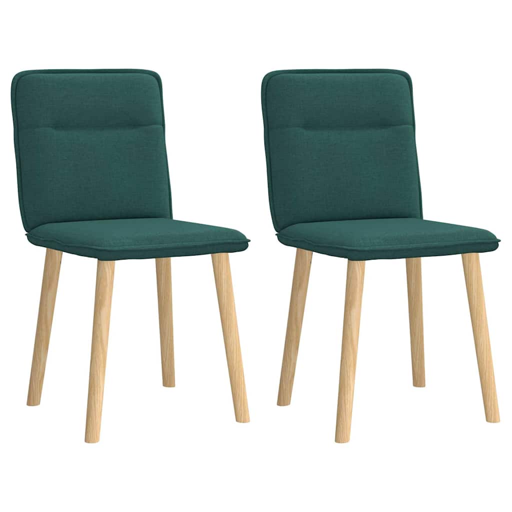Cadeiras de jantar 2 pcs tecido verde-escuro