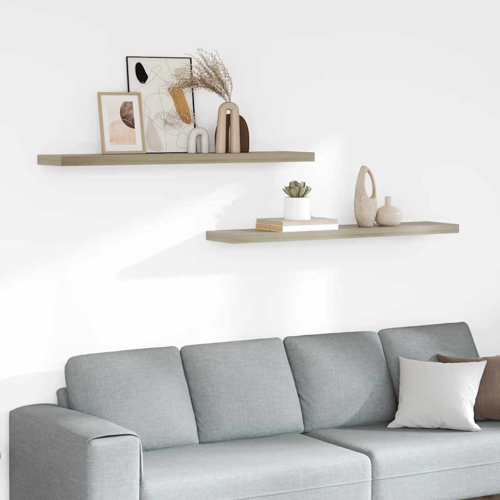 Prateleiras parede suspensas 2 pcs 120x23,5x3,8cm MDF carvalho